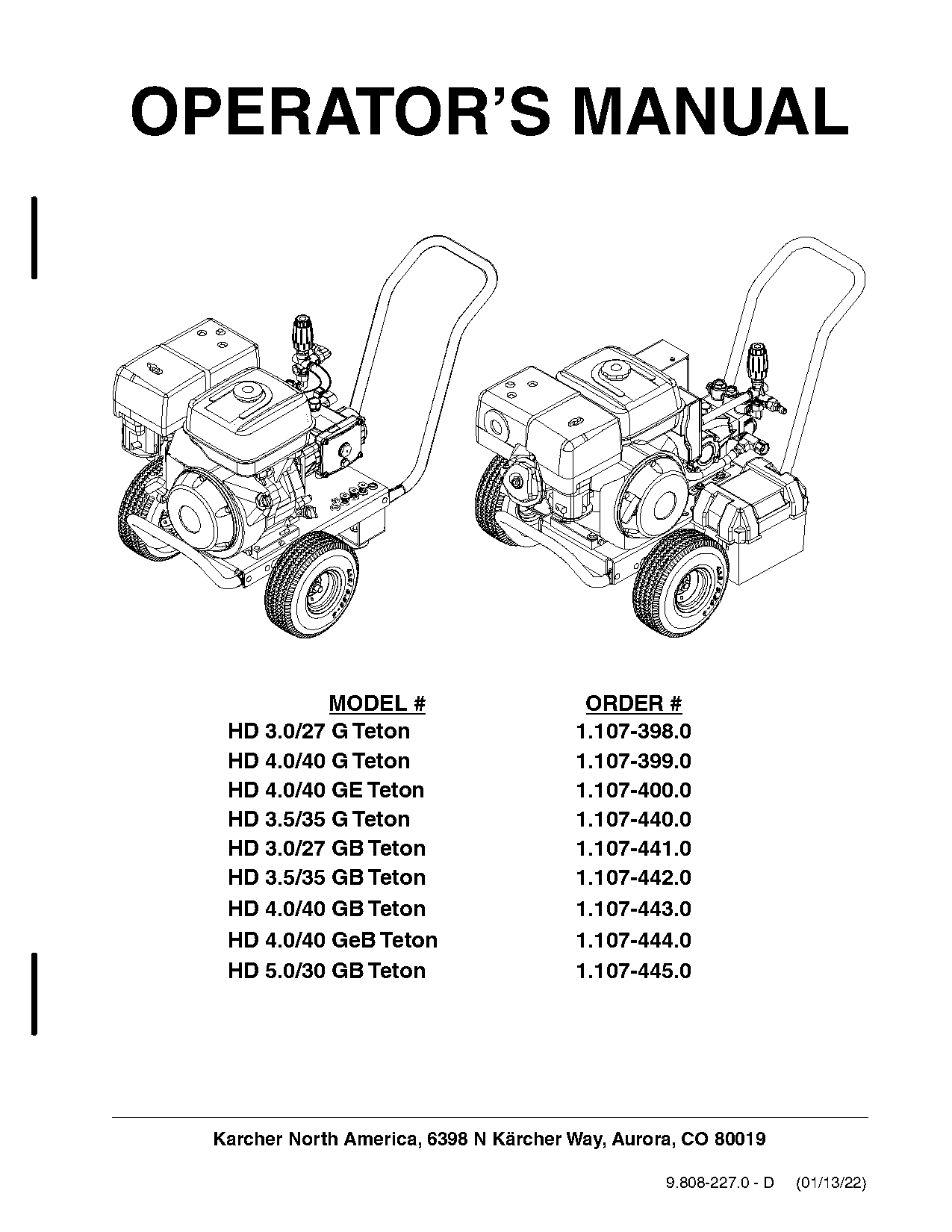 karcher gas power washer manual