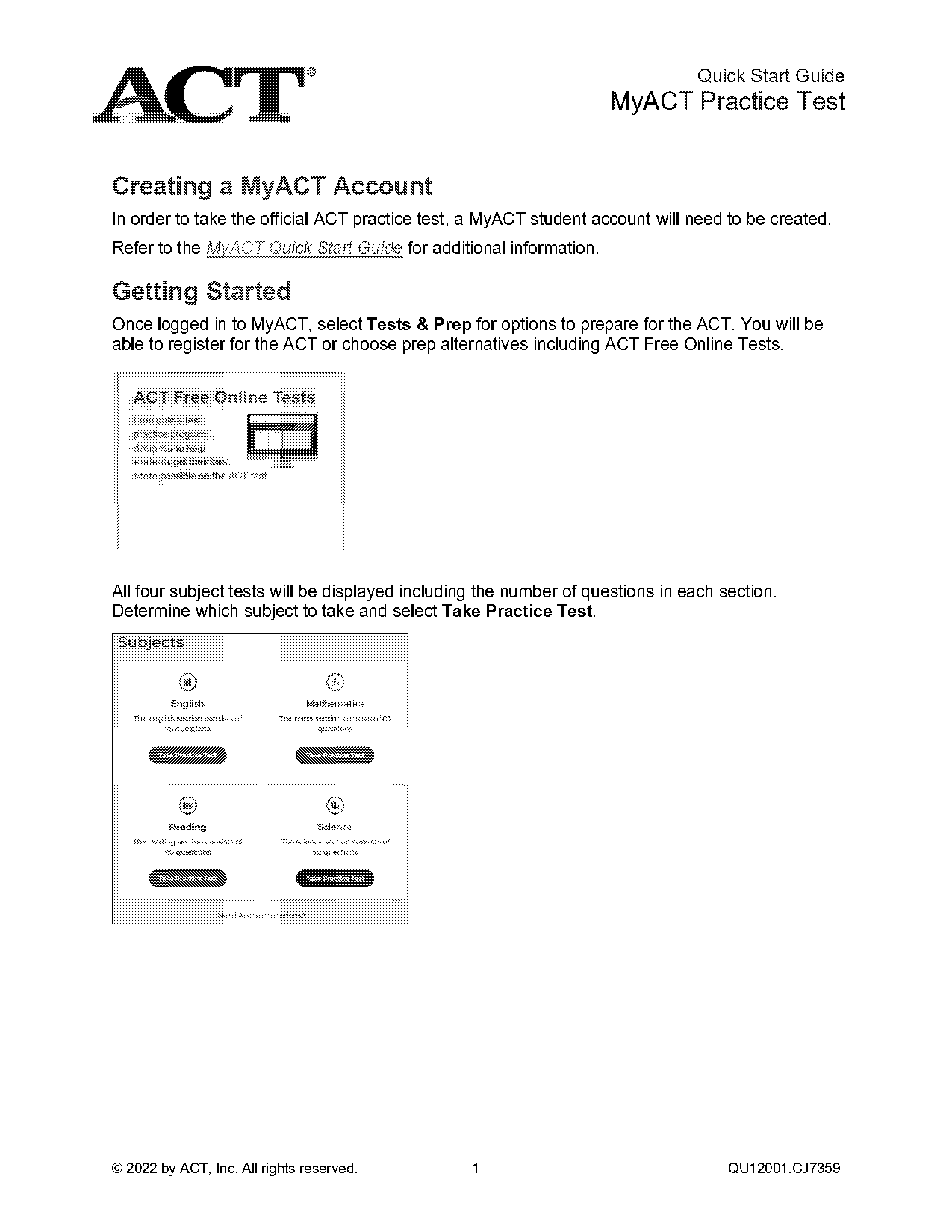 online practice act with score