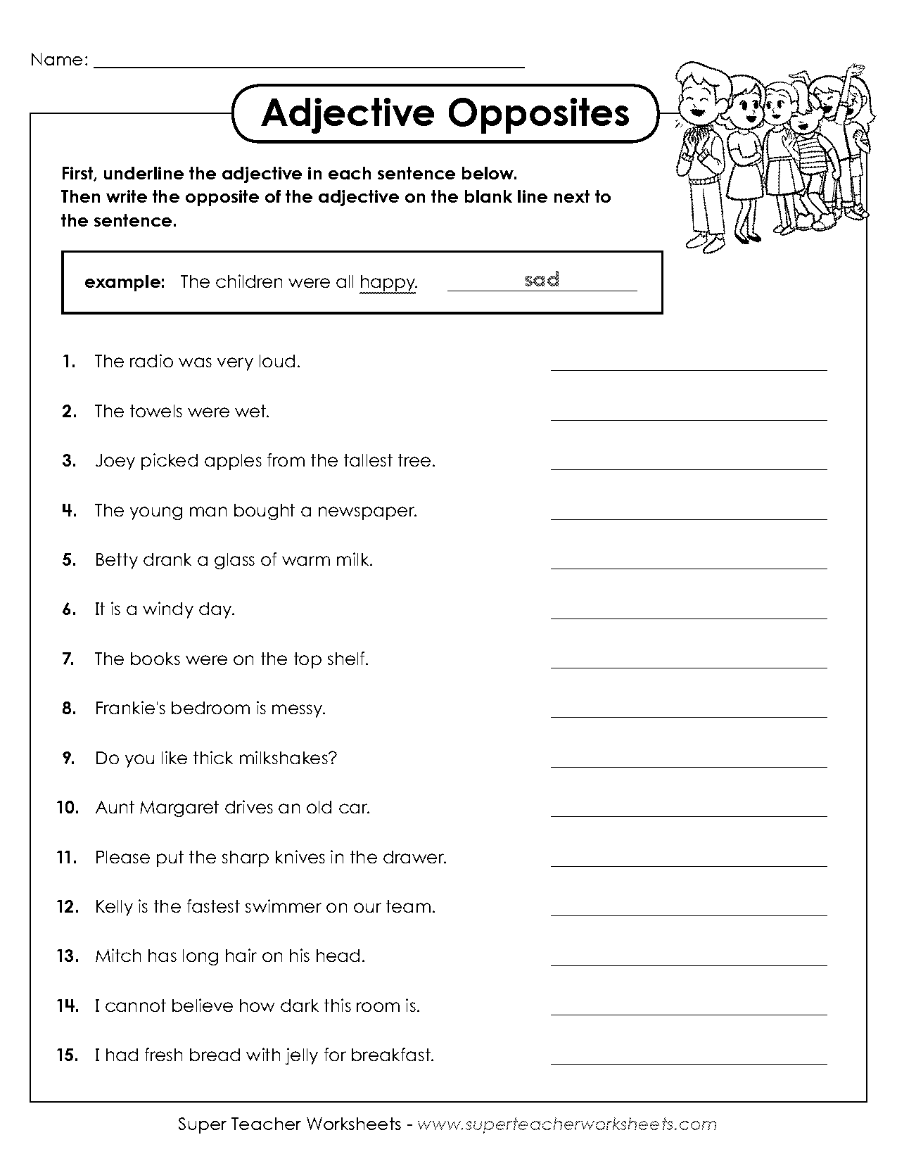 adjectives and opposites worksheets pdf