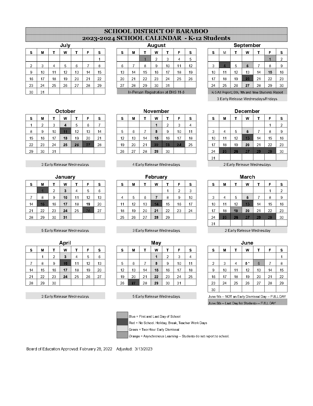 baraboo wi bell schedule