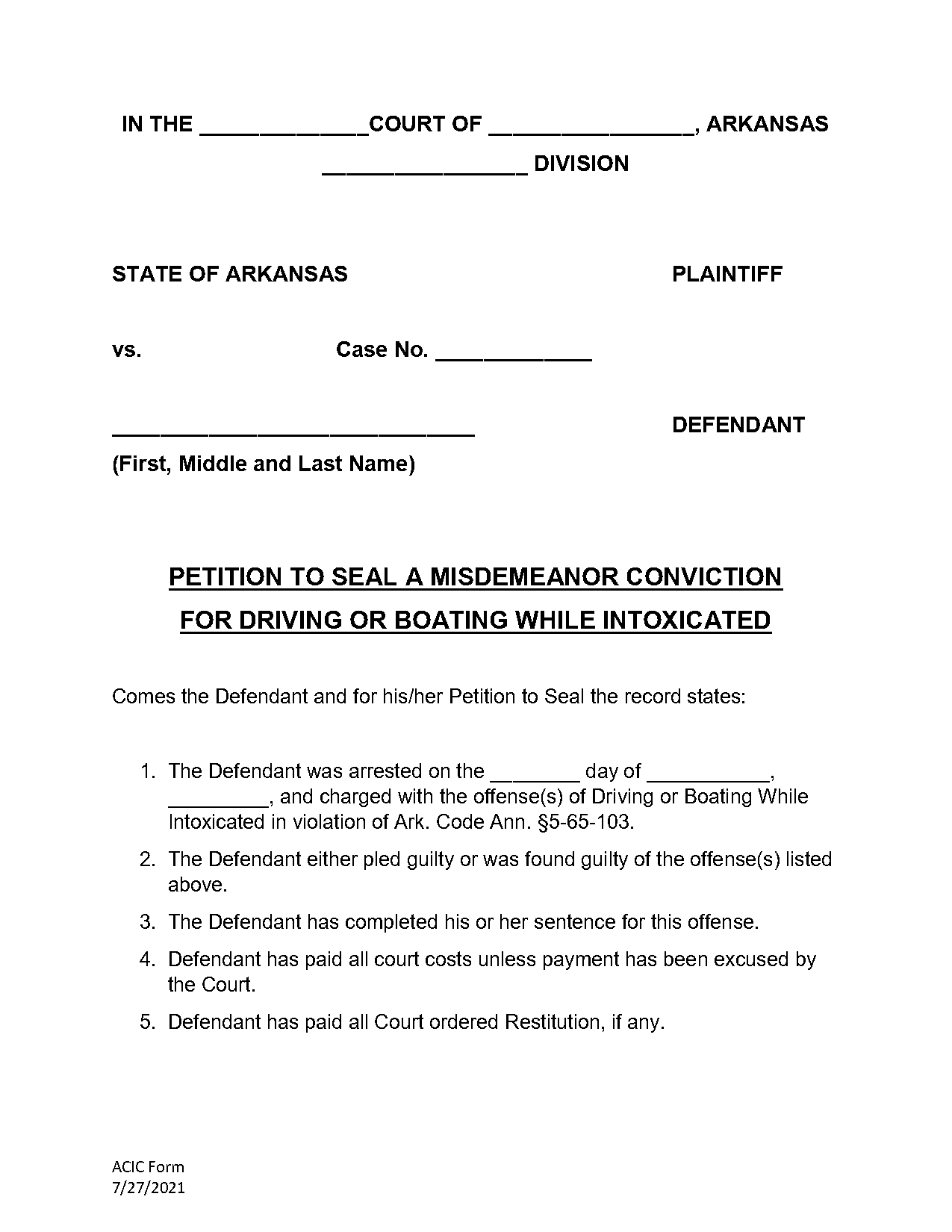 form to seal court documents in arkansas