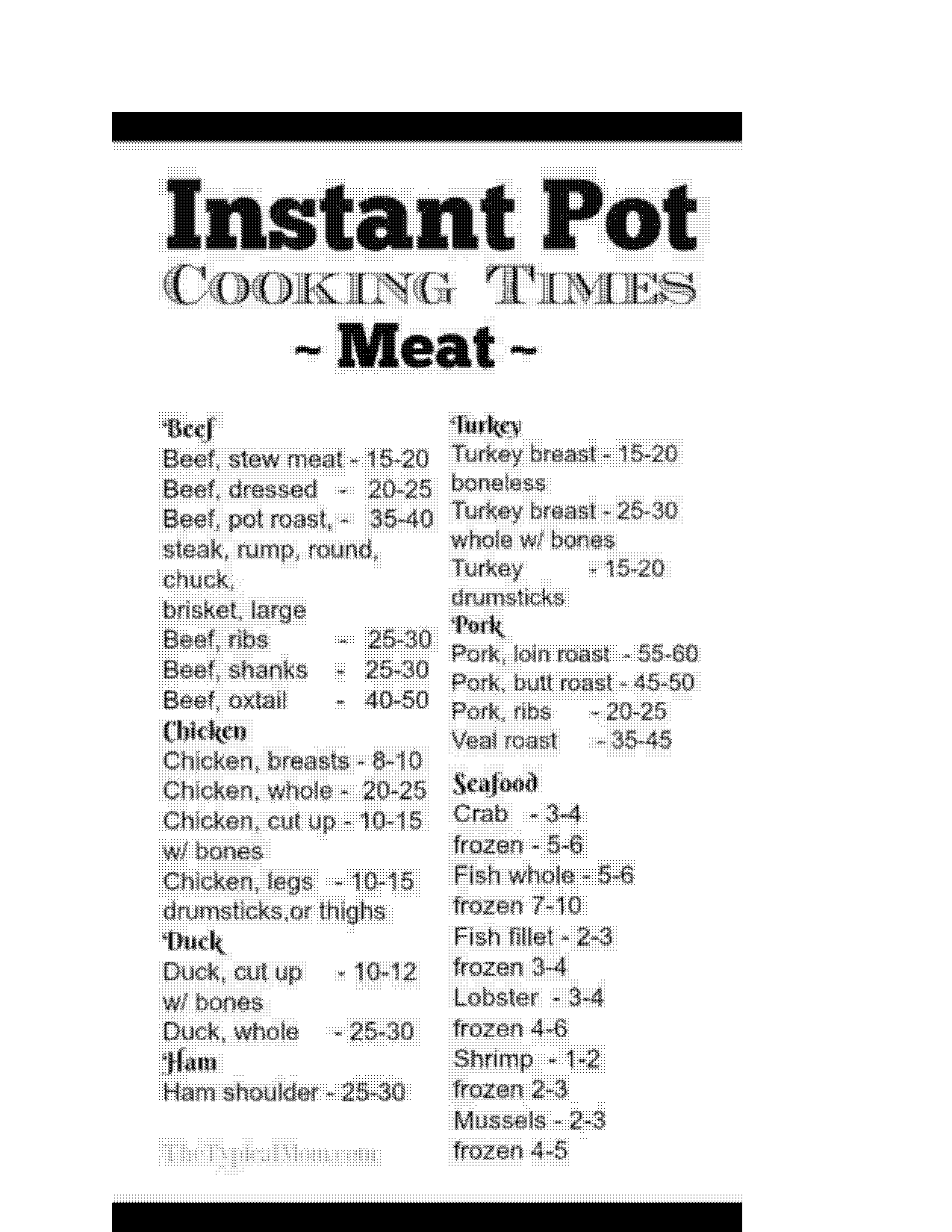 free instant pot cheat sheet pdf