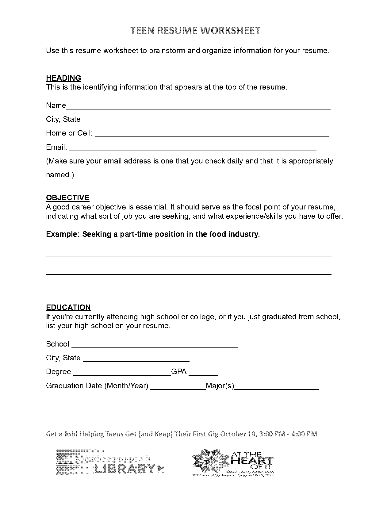 how to write a teen resume