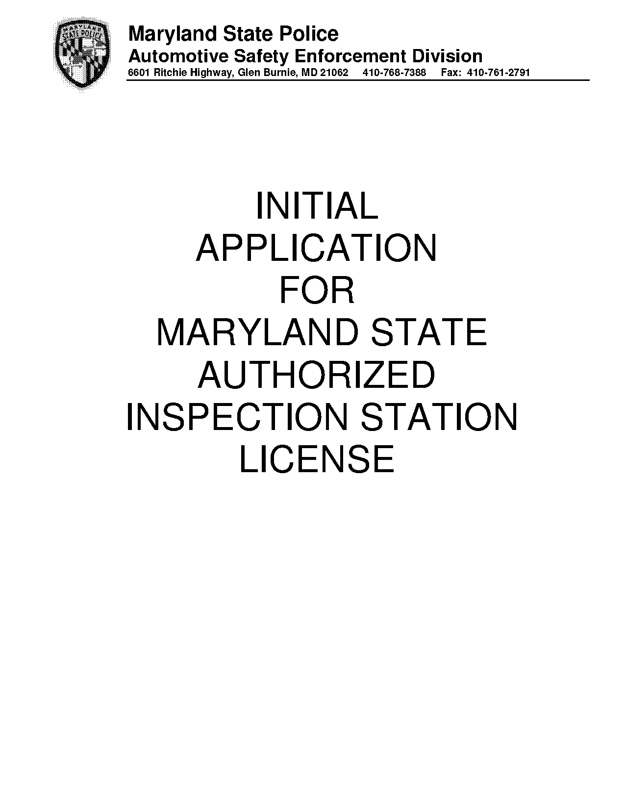 maryland state inspection station requirements