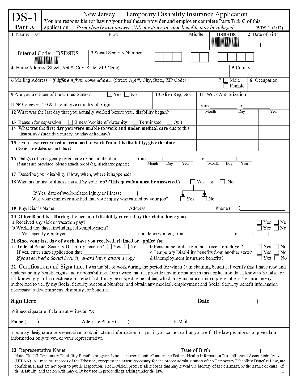 claim for state disability insurance form