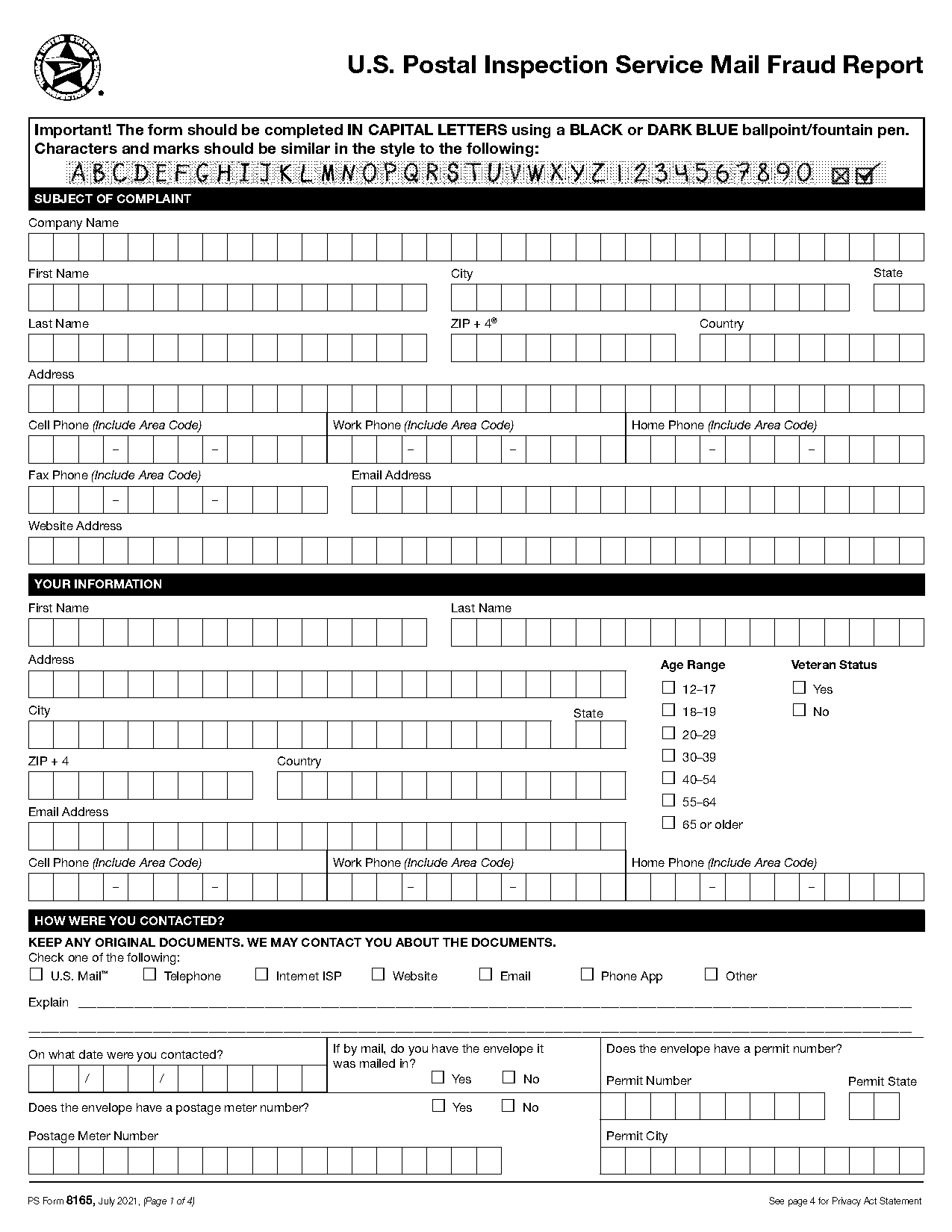 filing a complaint against the us post office