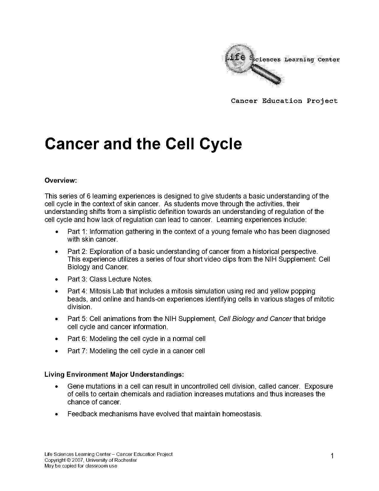 cancer growth animation worksheet answer key