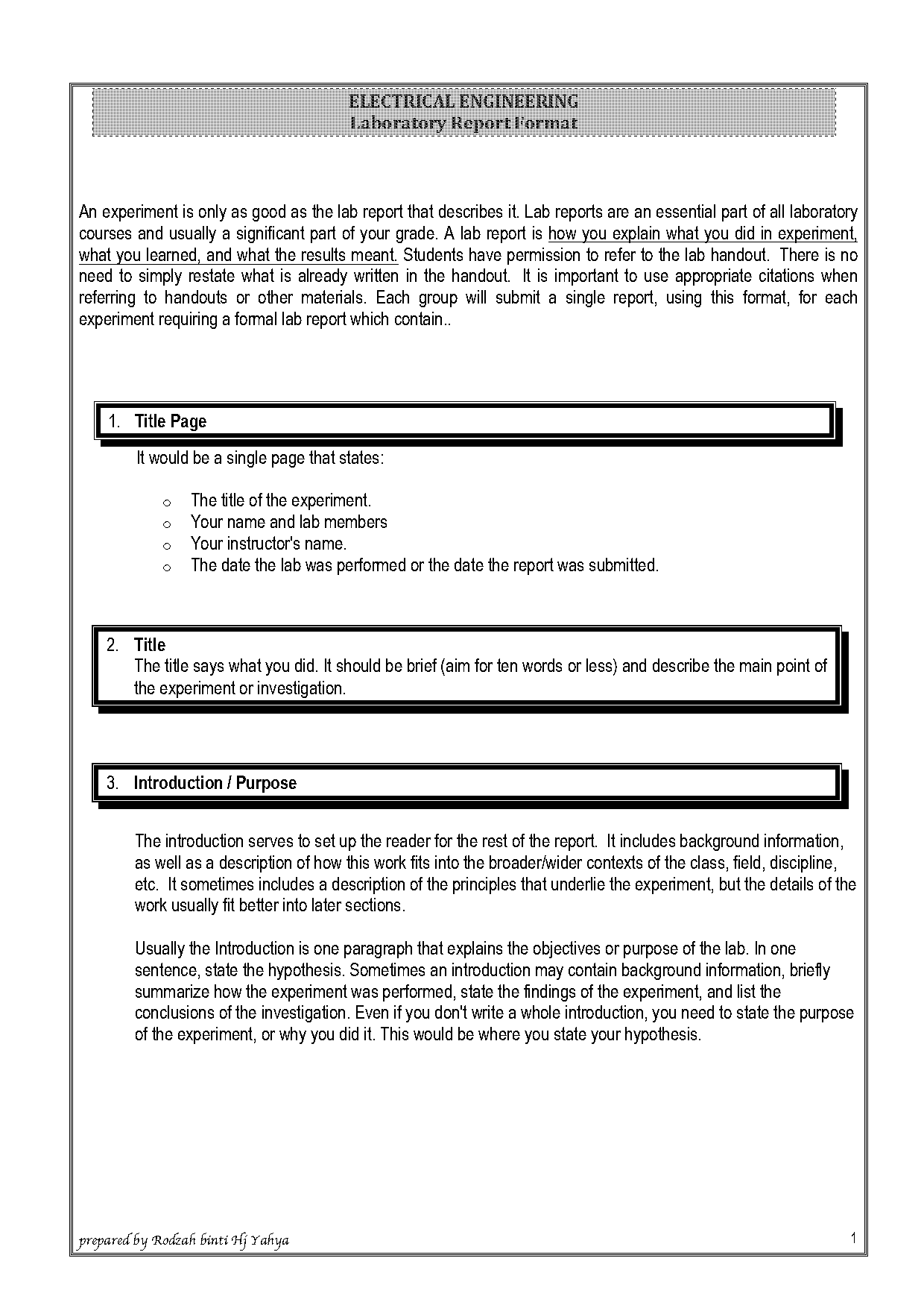 engineer table lab report