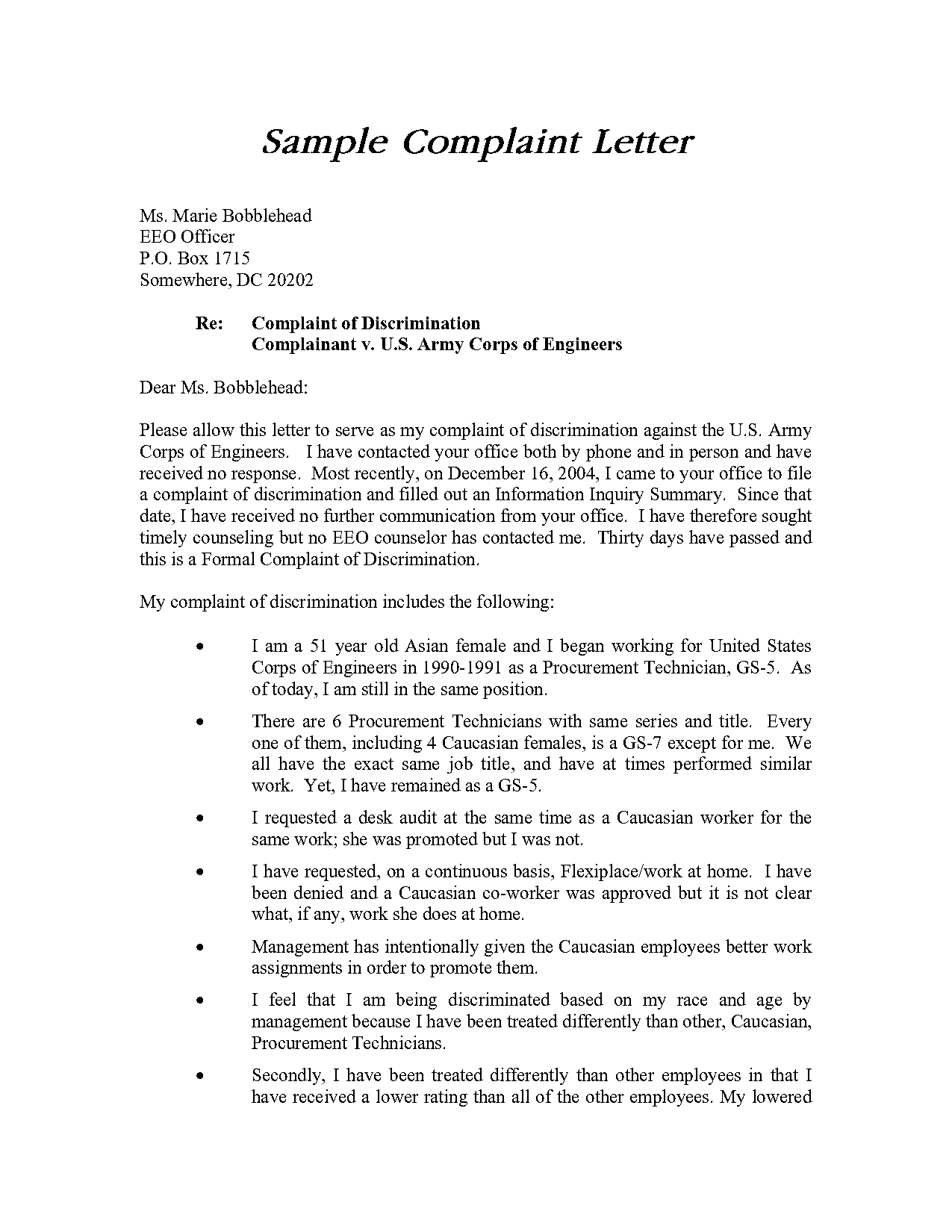 grievance letter template for employee