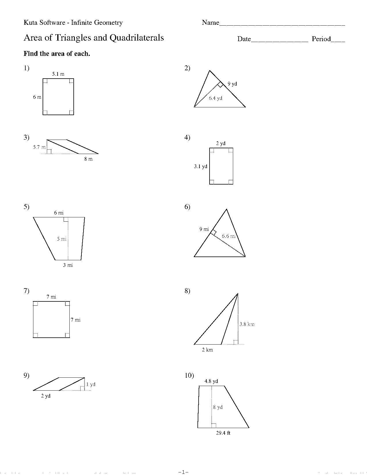 geometry area of parallelogram worksheet