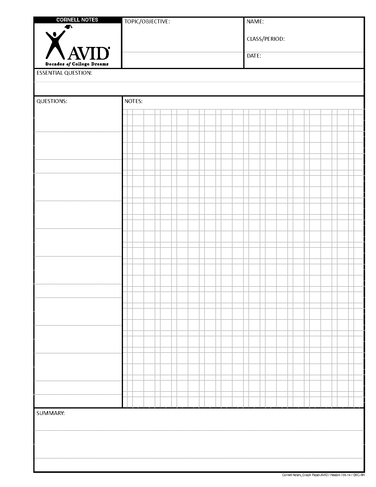 cornell notes graph paper template