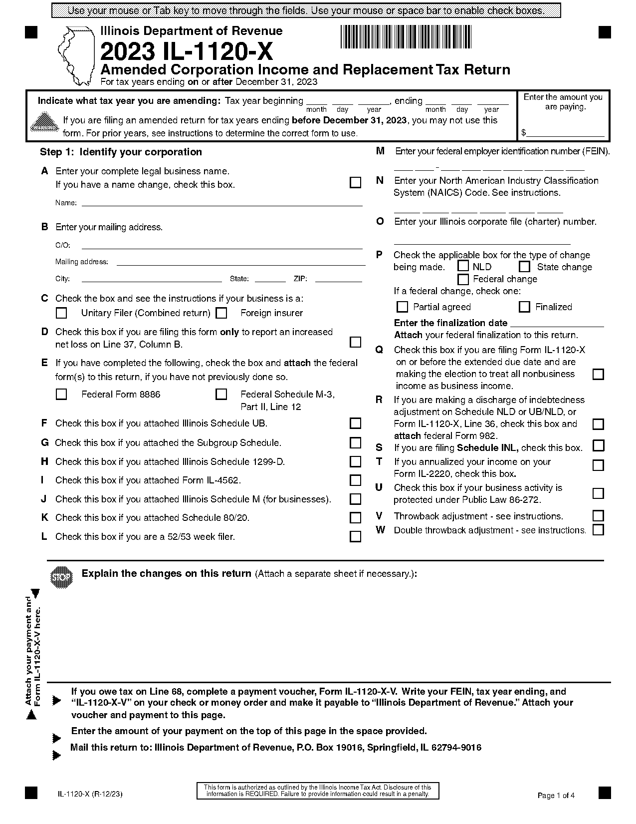 illinois income tax amended return