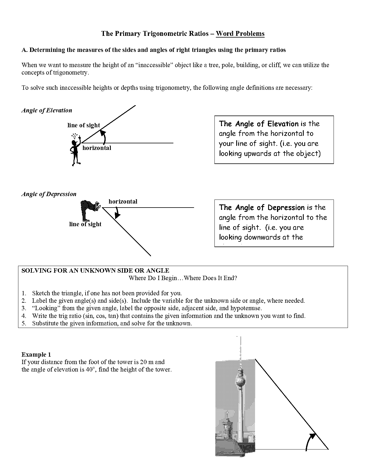 angle of elevation word problems examples