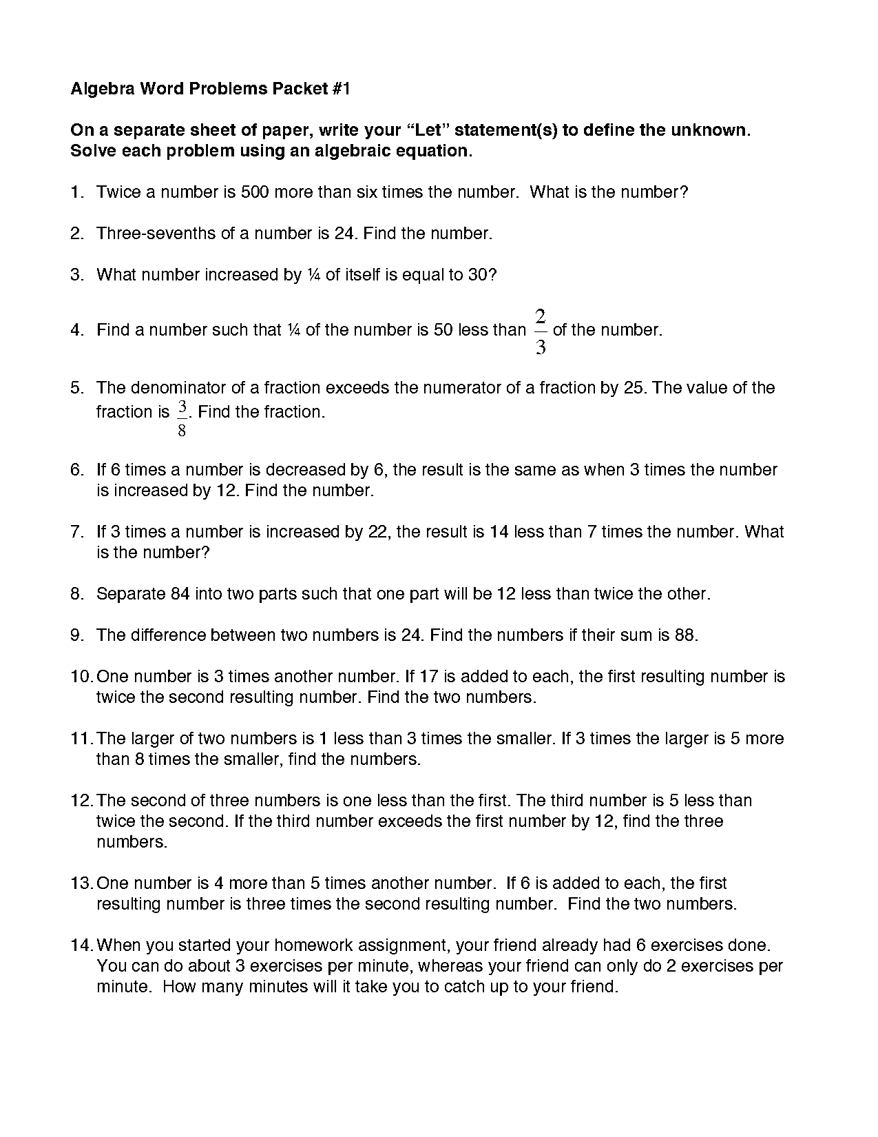 worksheet word problems linear equations