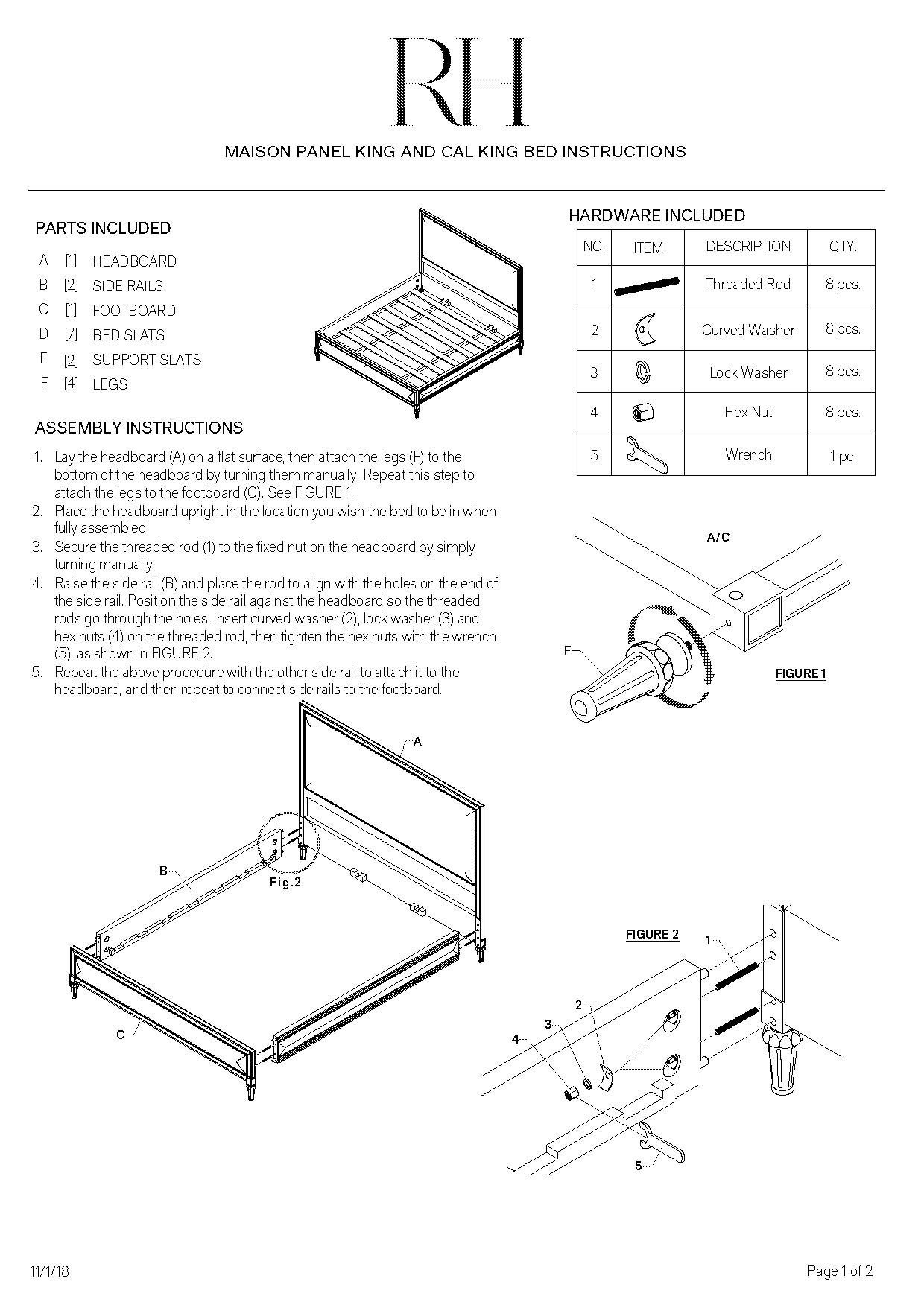 crown mark upholstered panel bed instructions