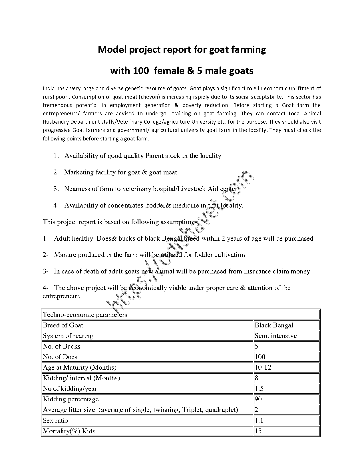 sample project report for goat farming