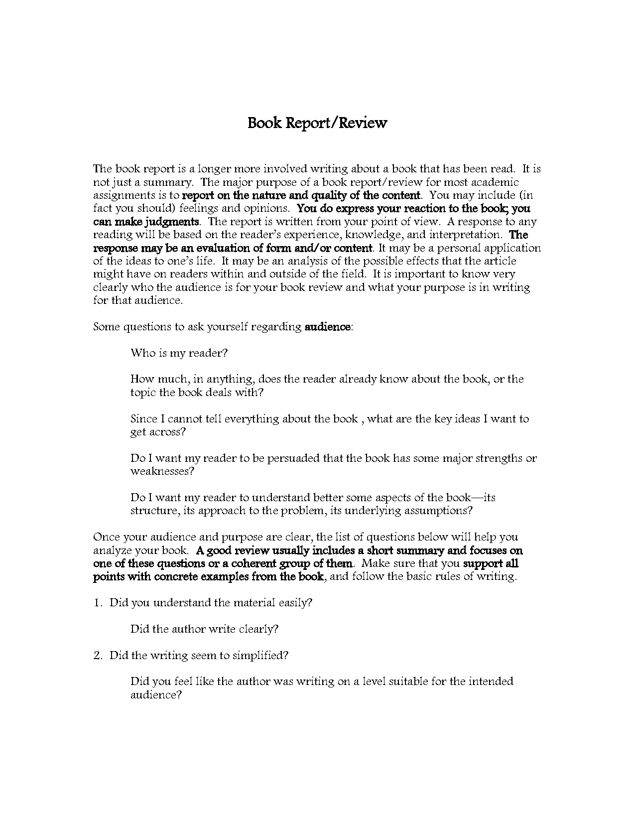 how to write a good book report