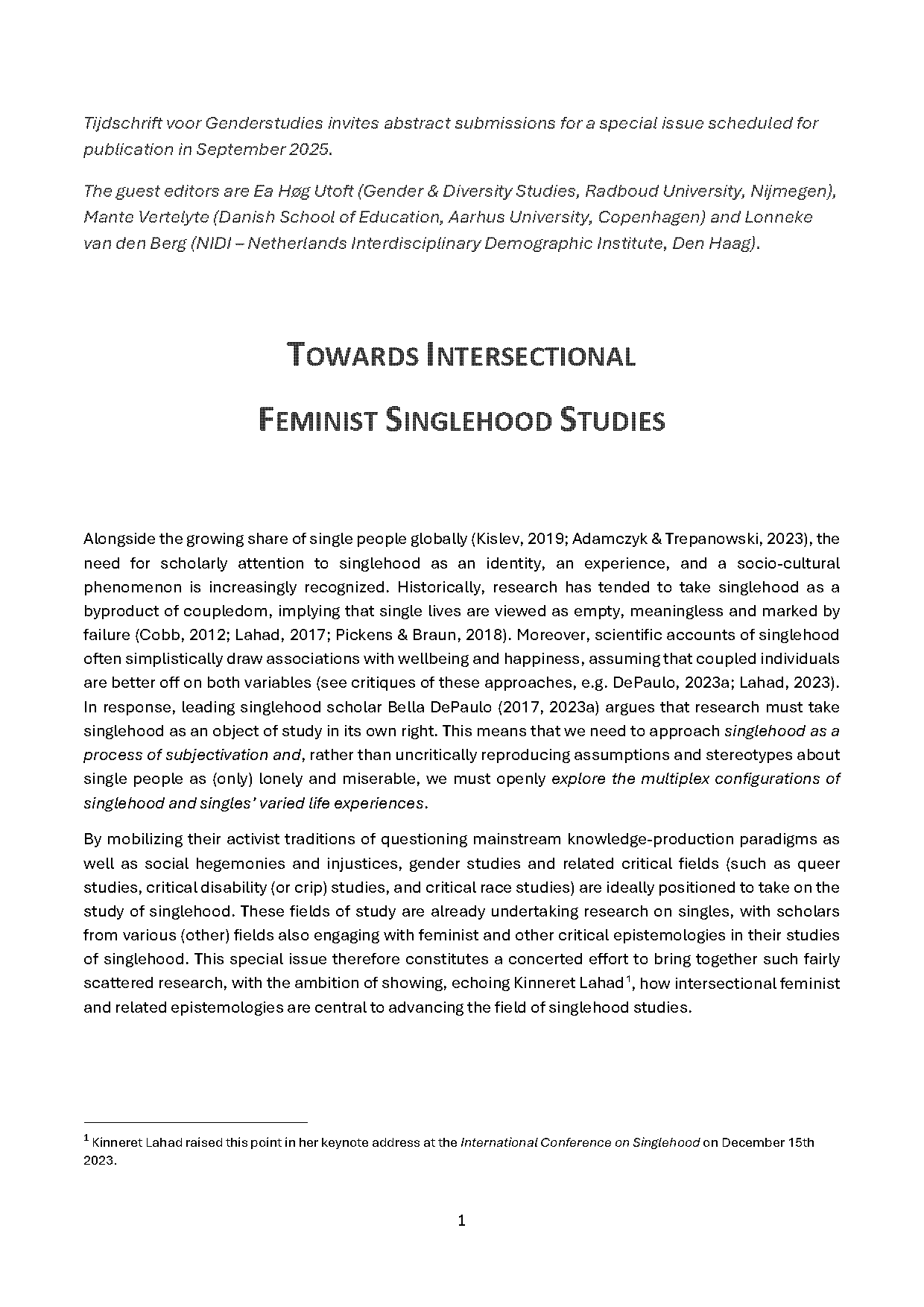 lifelong singlehood intersections of the past and the present