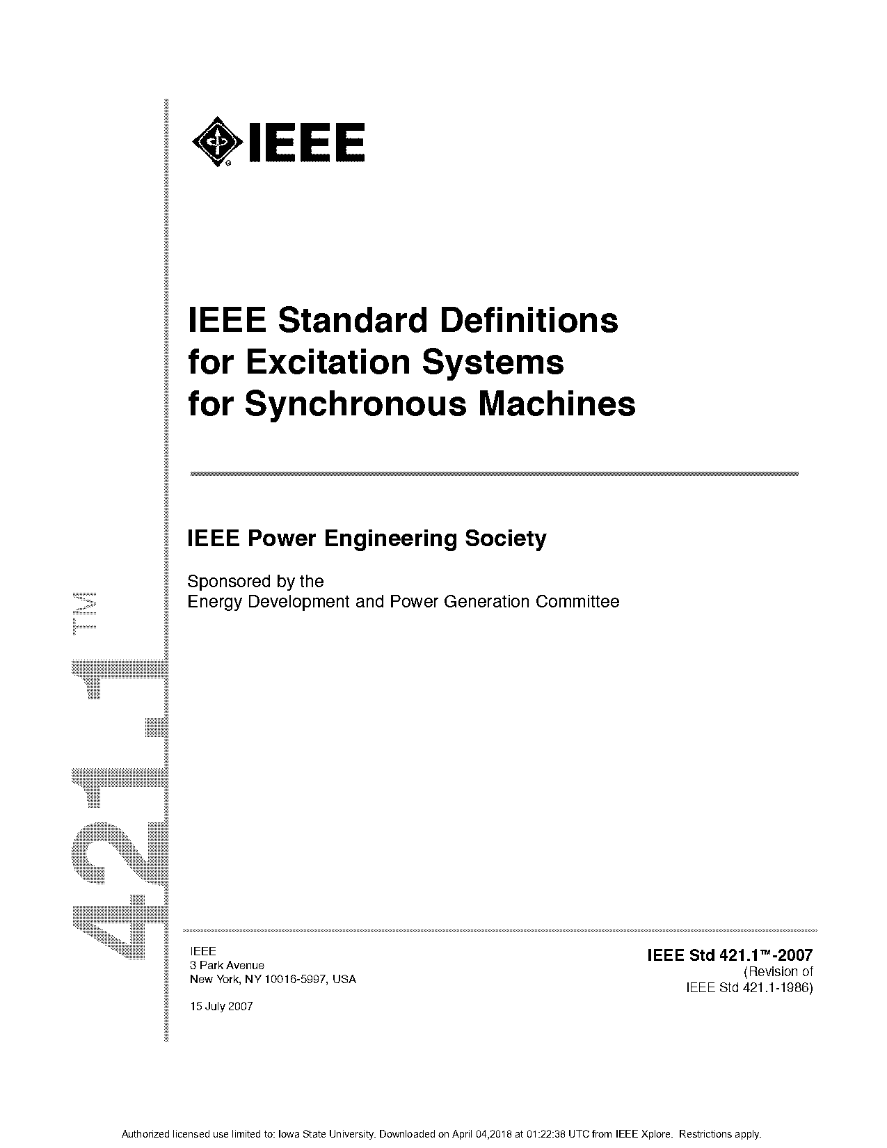 design and application of modern synchronous generator excitation systems pdf