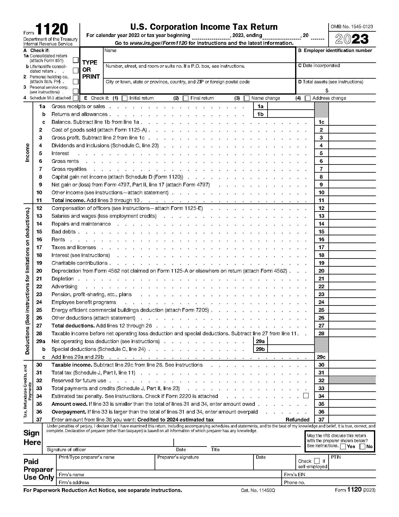 sample income statement for corporation