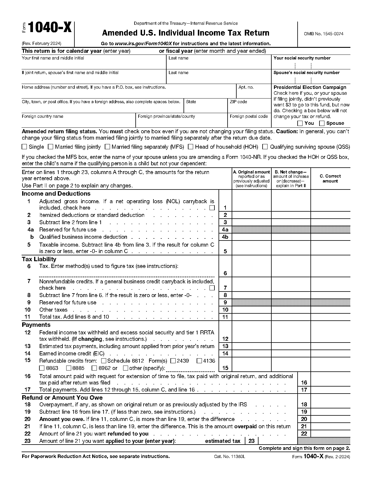 filing a federal amended tax return