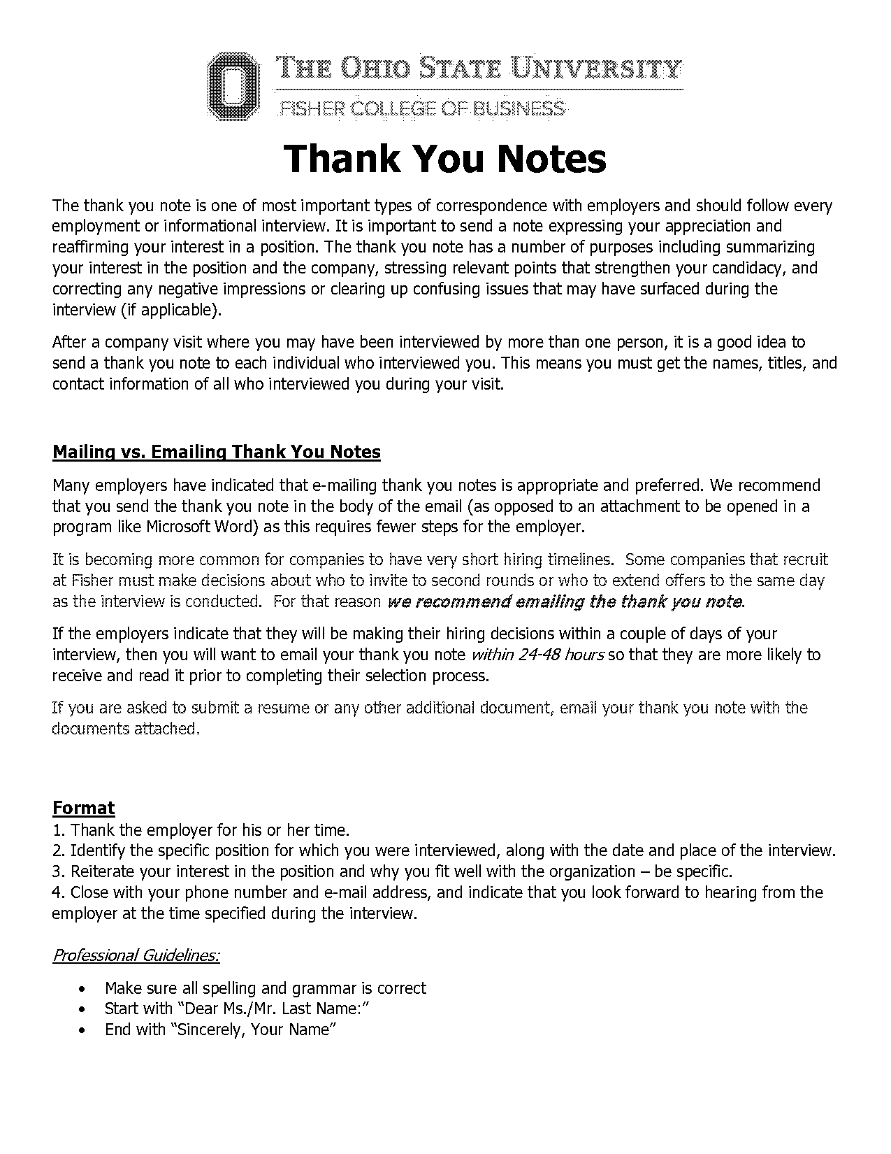 sample thank you note after person interview