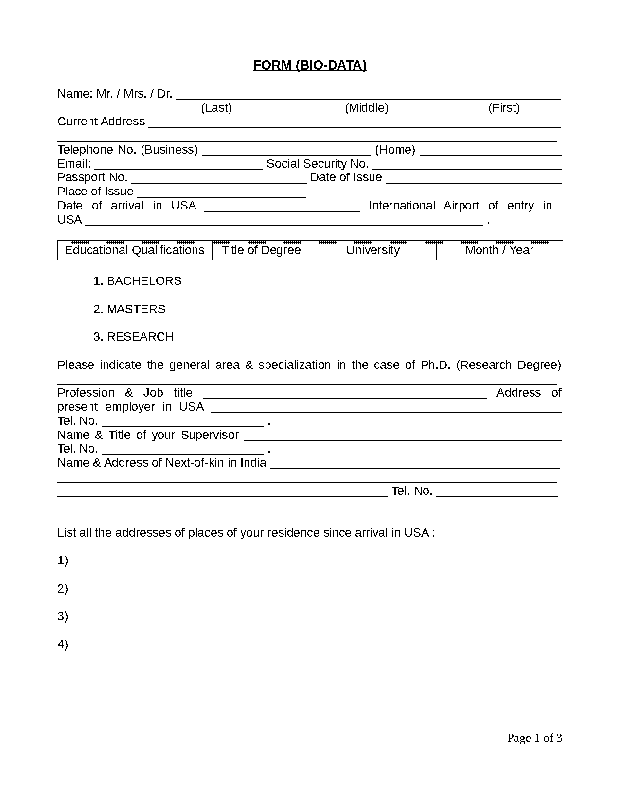 bio data form template