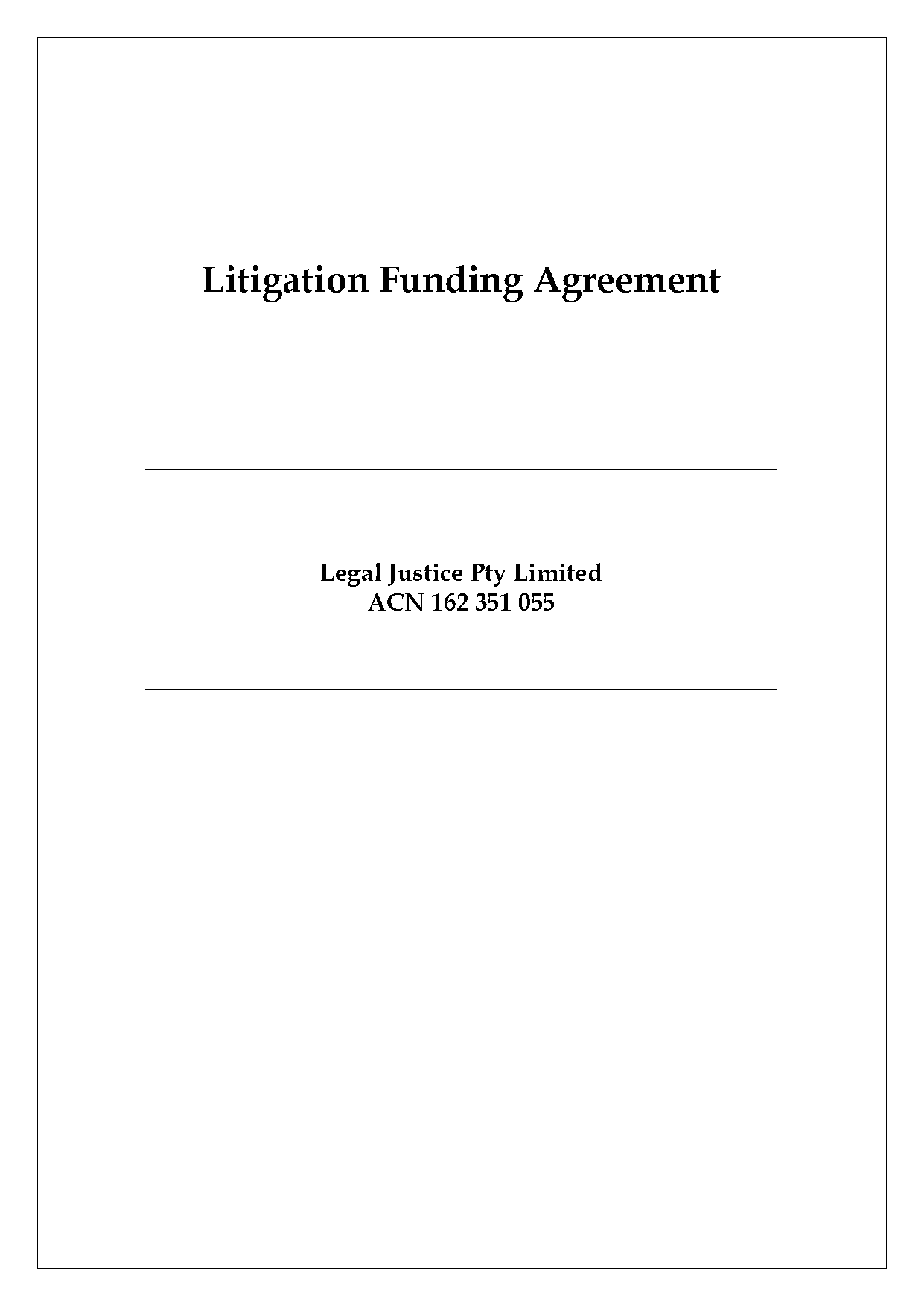 litigation funding agreement form