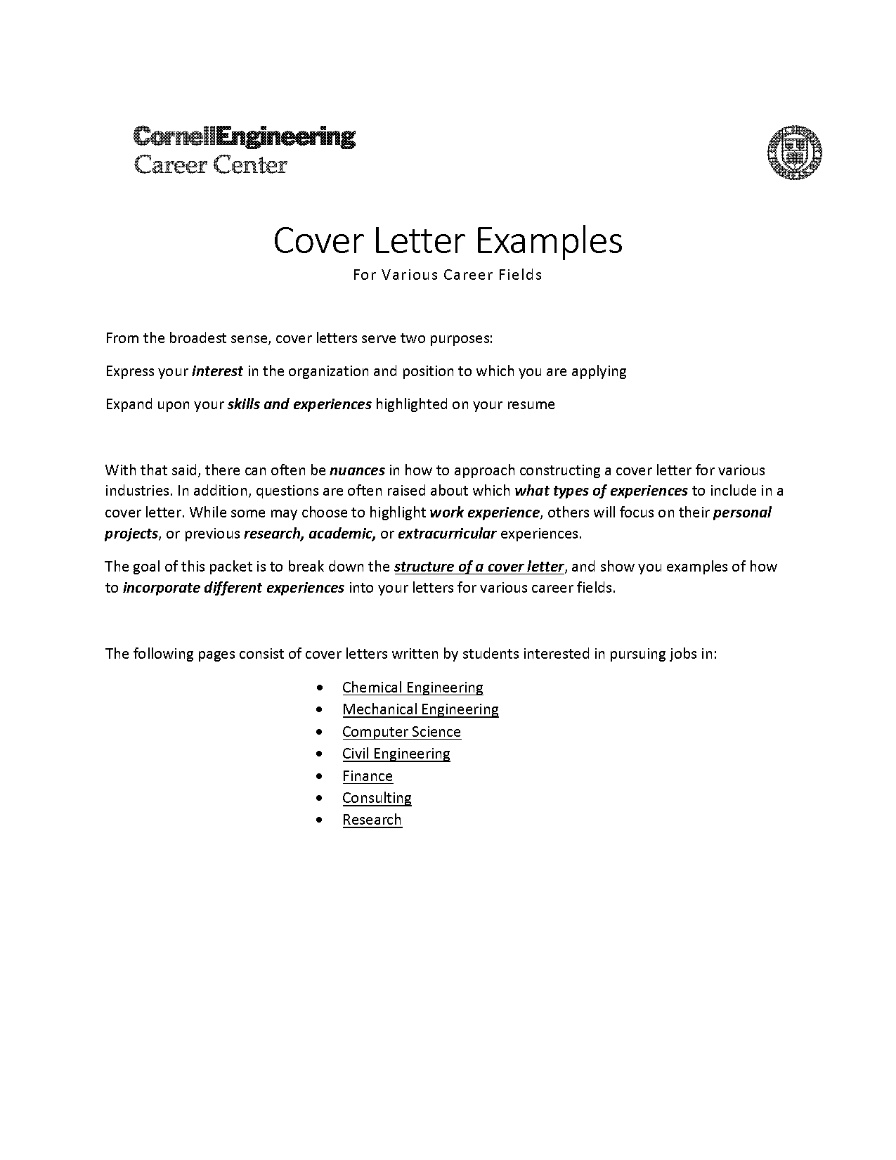 cover letter for an internship sample