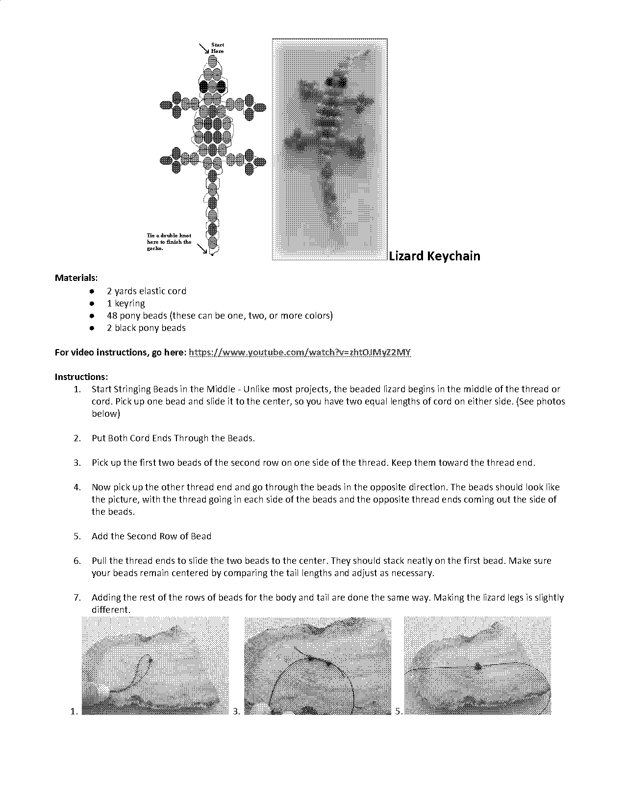 instructions on how to make a beaded lizard