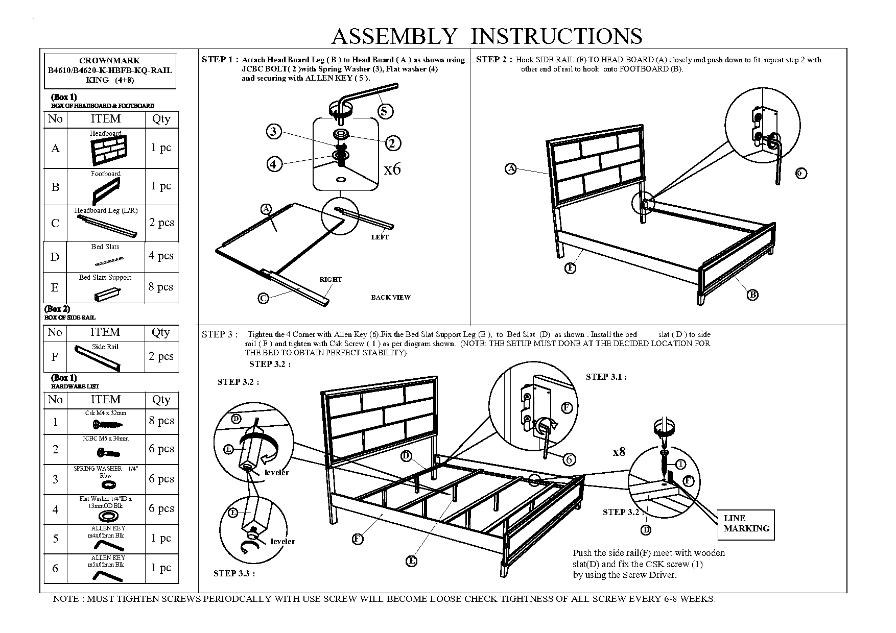 crown mark upholstered panel bed instructions