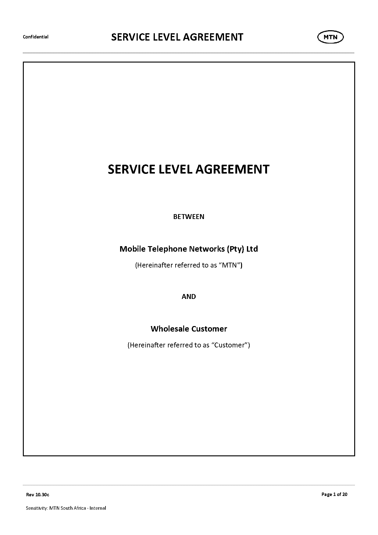 it service level agreement template south africa