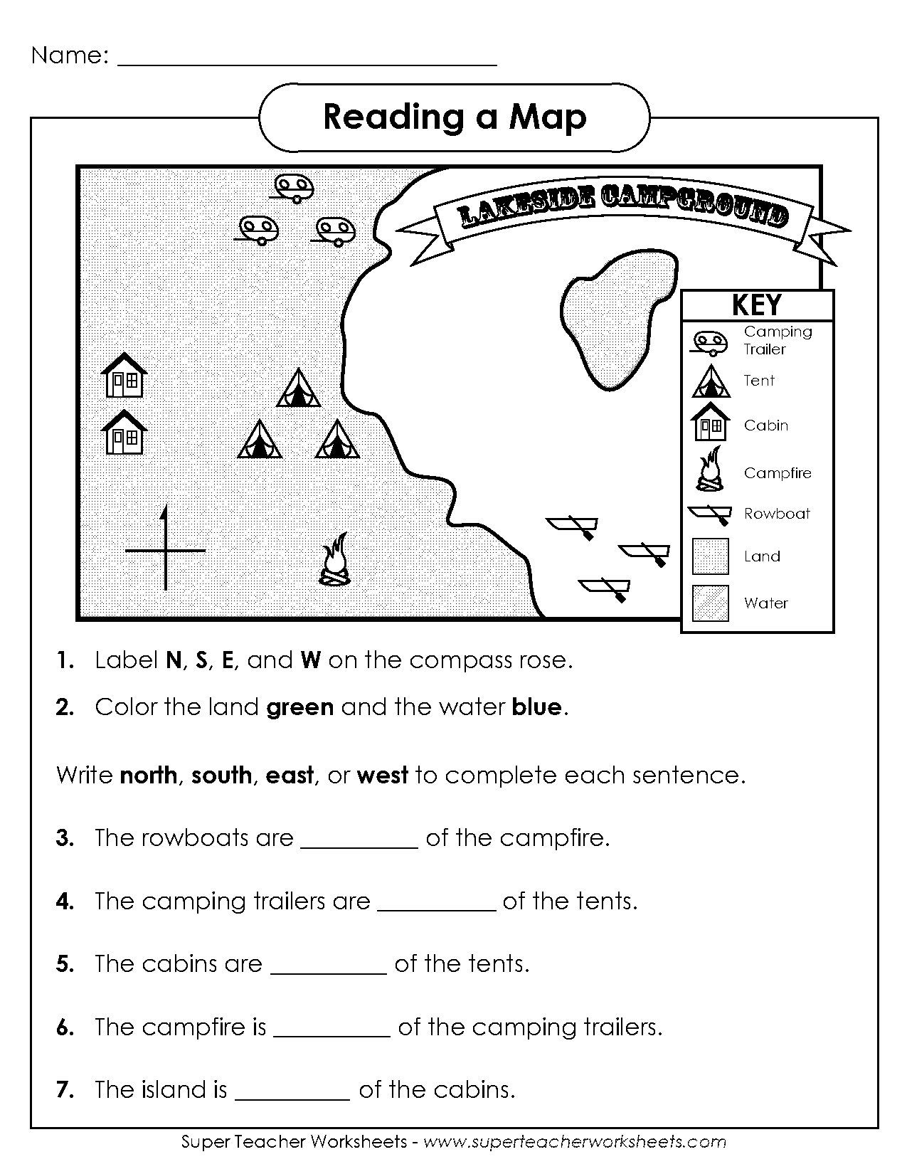 free reading a map worksheet pdf