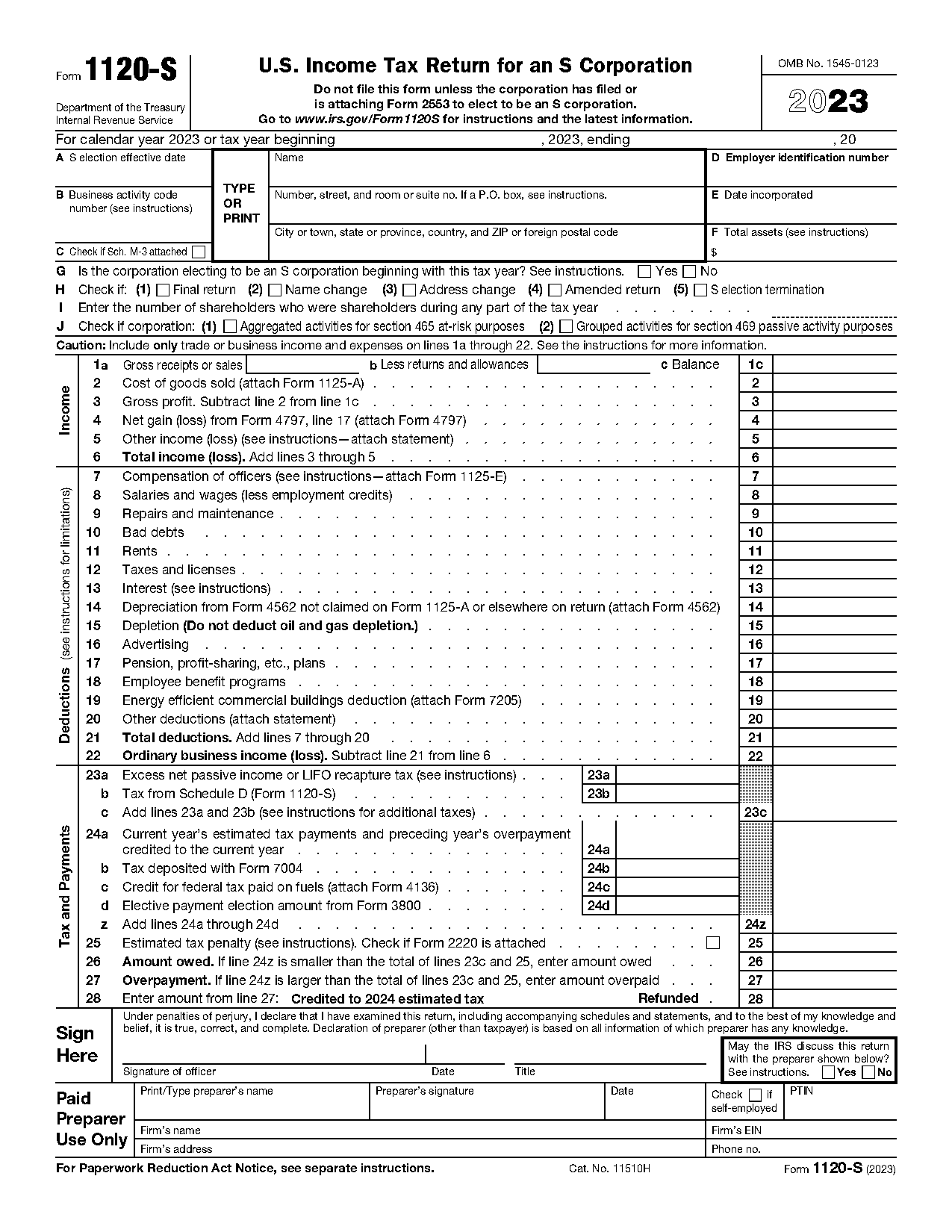 sample income statement for corporation