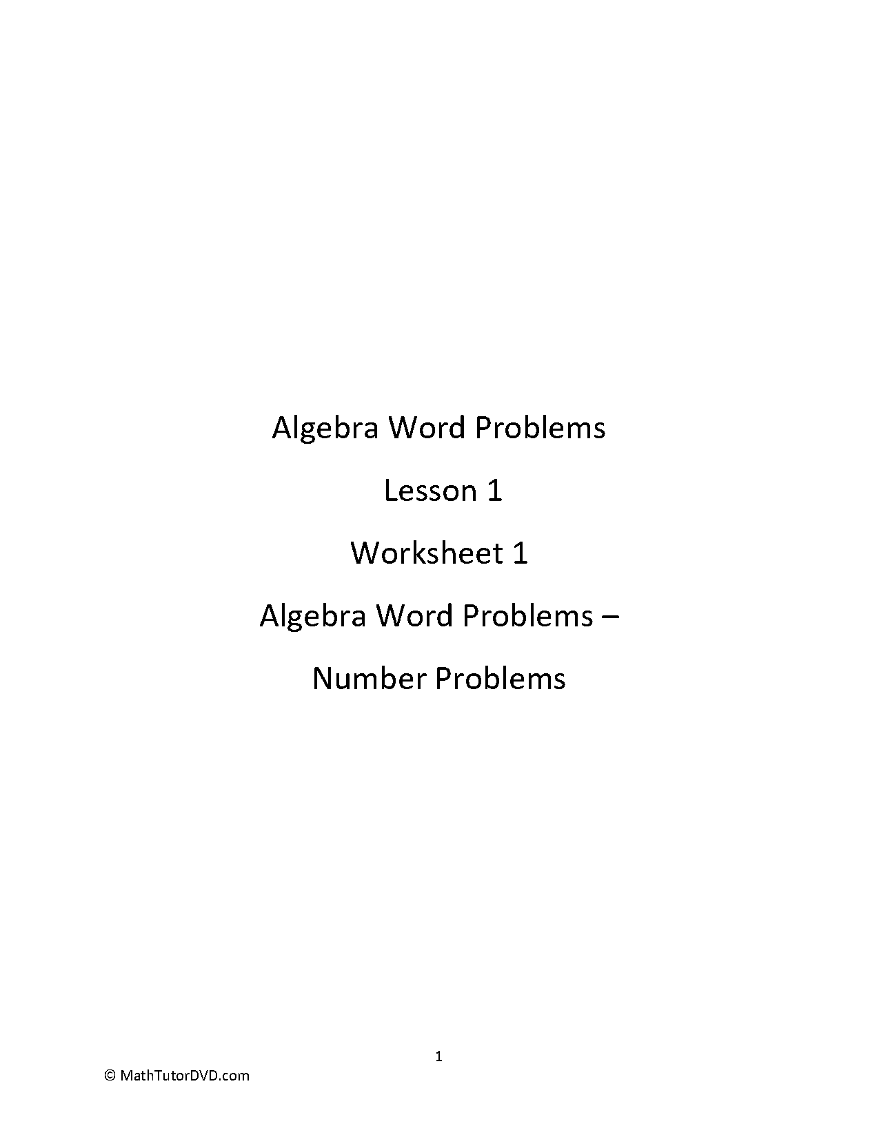 numbers and algebra worksheets