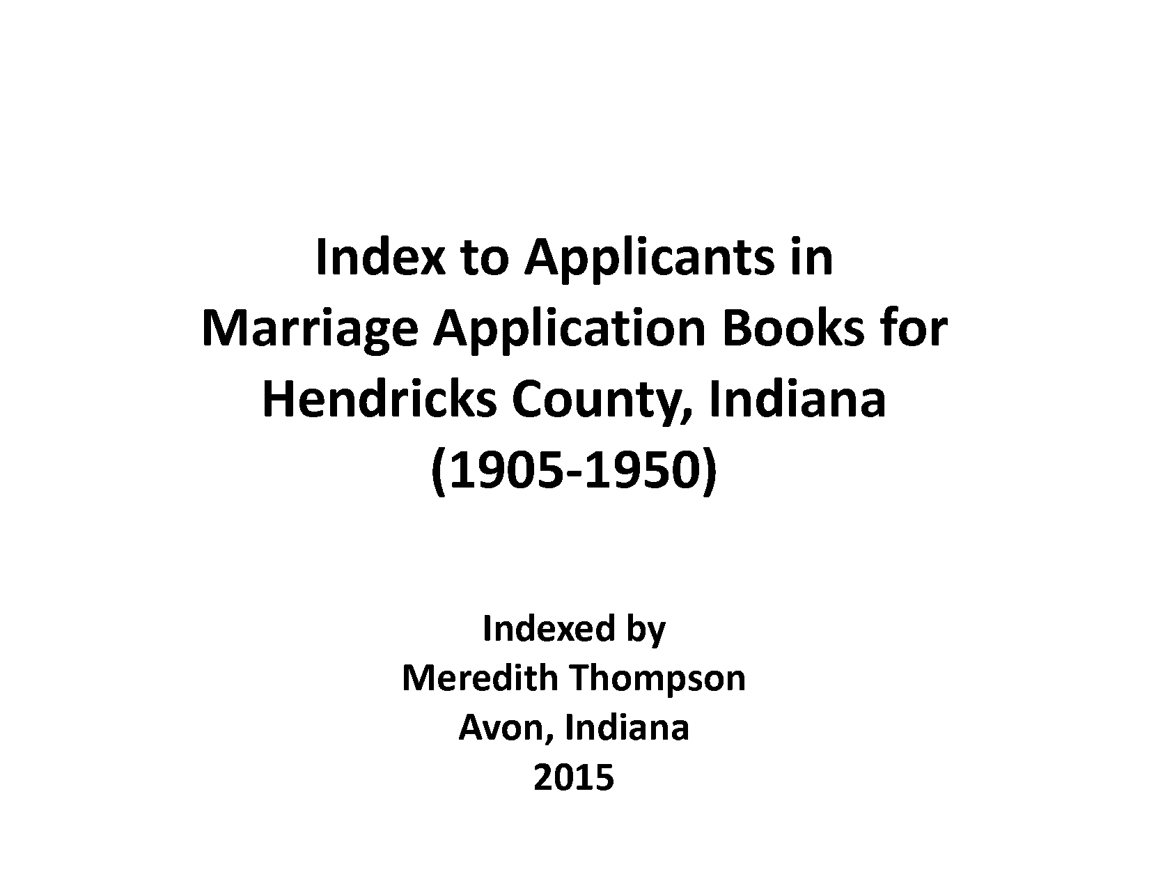 hendricks county marriage license application