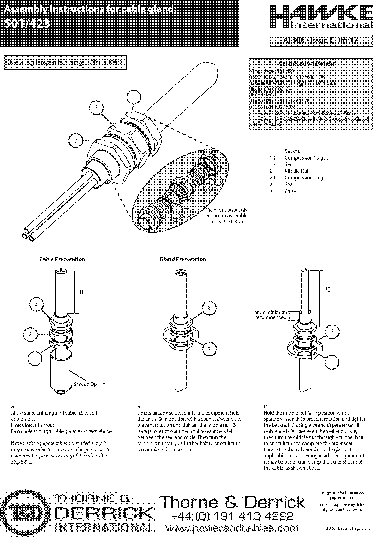 hawke gland assembly instructions