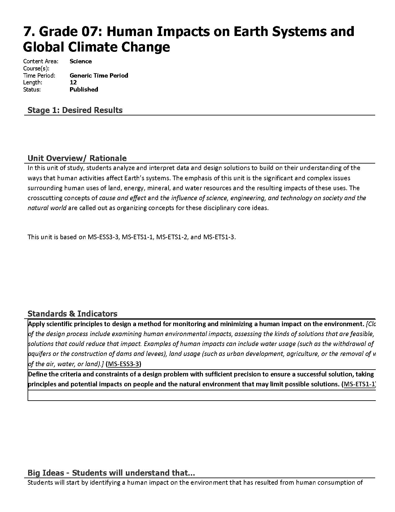 human impact on earth systems worksheet