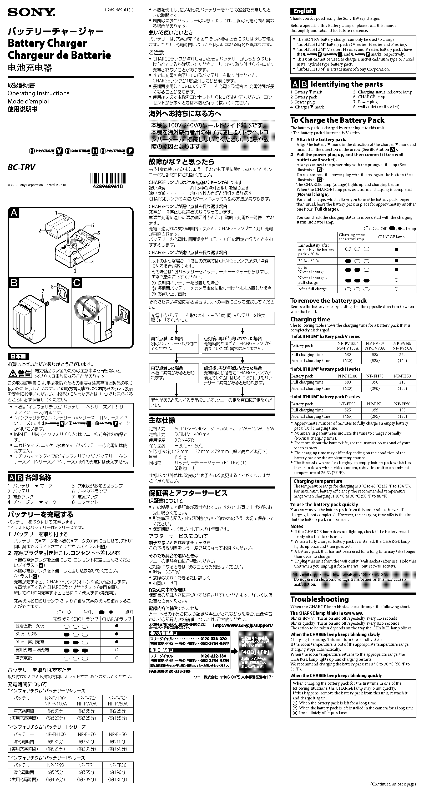 sony bc trv manual