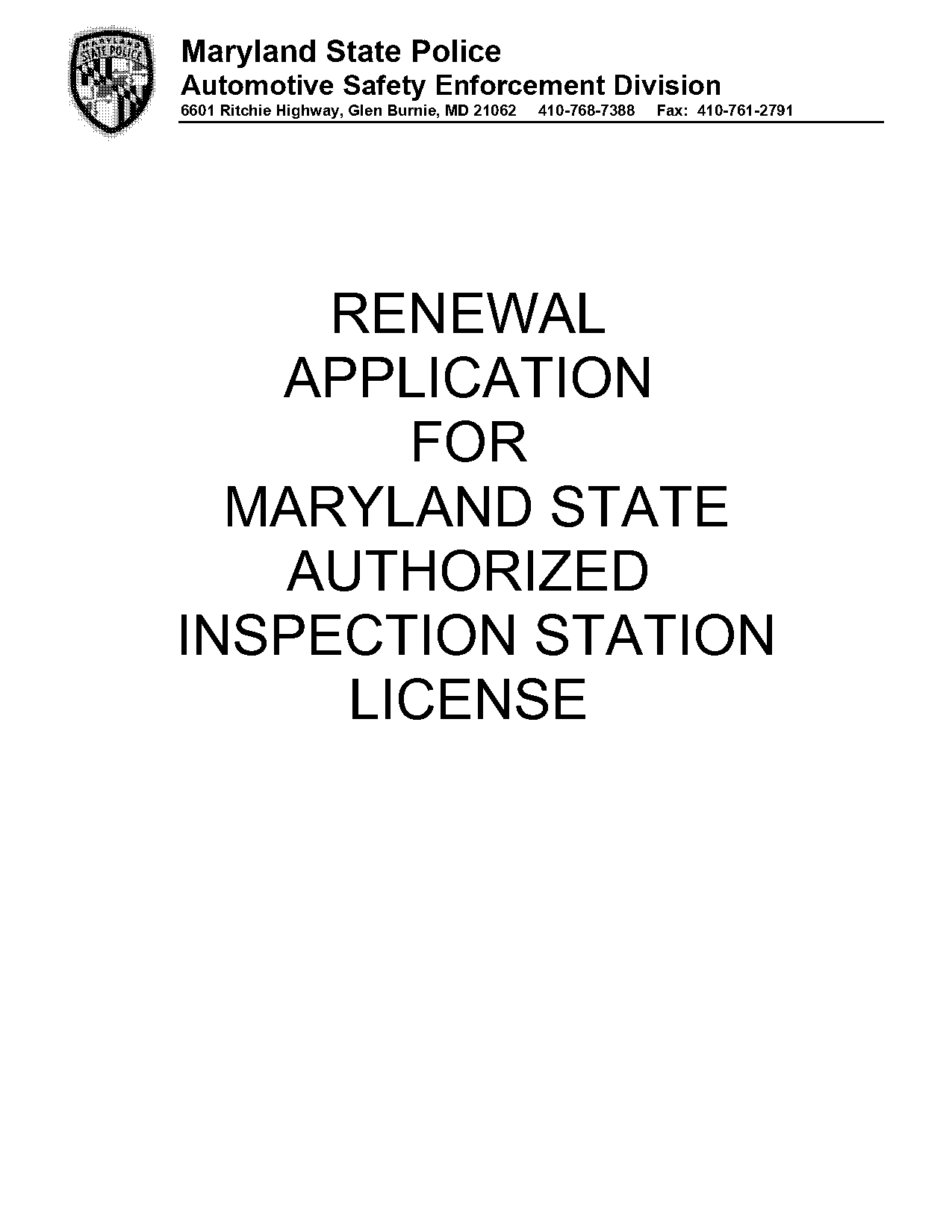 maryland state inspection station requirements