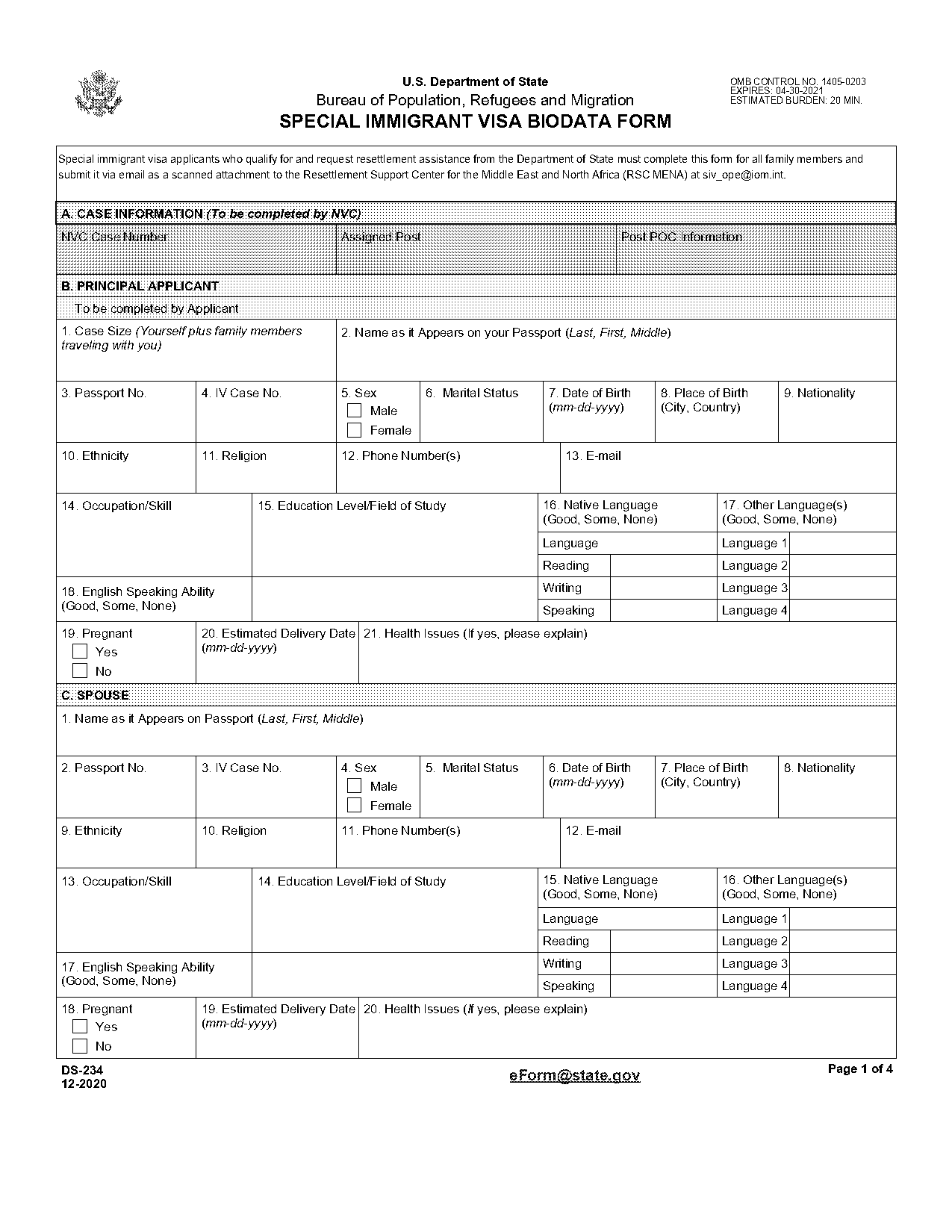 bio data form template